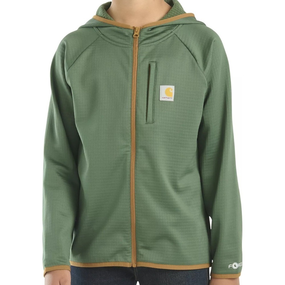 Carhartt Boys Force Full Zip Hoodie Sweatshirt Full Zip Jacket Cilantro Green L